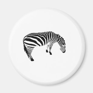 Aimant Motif Imprimé Zèbre Noir et Blanc Gras
