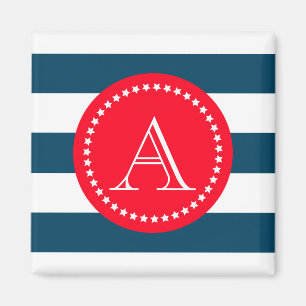 Aimant Motif marine bleu et blanc