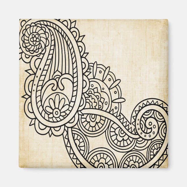 Aimant Motif Mehndi Beige (Devant)