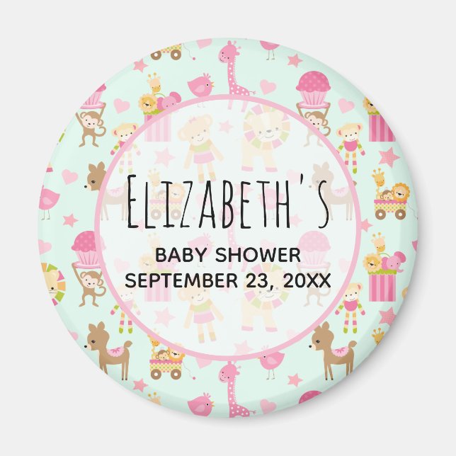 Aimant Motif mignon avec Happy Animals & Baby shower joue (Devant)