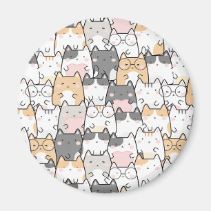 Aimant Motif mignon de chats Kawaii sans couture