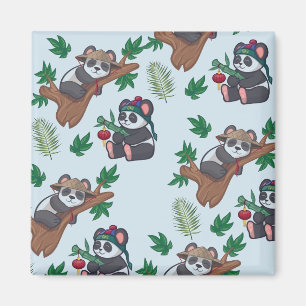 Aimant Motif mignon de pandas chinois