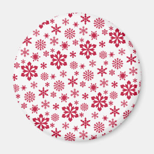 Aimant Motif moderne de flocon rouge et blanc