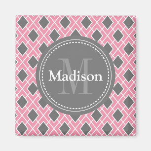 Aimant Motif moderne élégant rose gris diamant rose