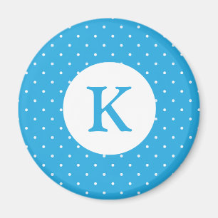 Aimant Motif monogramme à pois bleu clair mignon