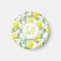 Motif Monogrammé d'Arbre de Citron Jaune Vert Déco