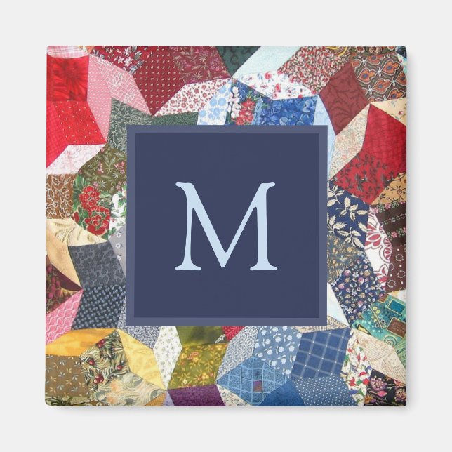 Aimant Motif Monogramme Étoiles Patchwork Découpage (Devant)