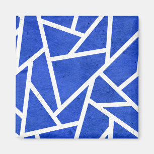 Aimant Motif mosaïque bleu roi et blanc