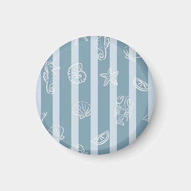 Aimant Motif Nauticale Côtière | Coquillage de Mer Bleu & (Devant)