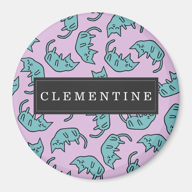 Aimant Motif paisible Kitty avec prénom (Devant)