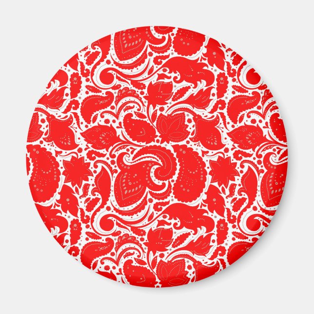 Aimant Motif paisley rouge (Devant)