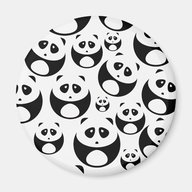 Aimant Motif Panda noir et blanc Kawaii (Devant)