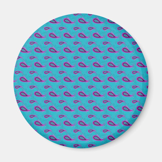 Aimant Motif Peacock et Magenta Paisley (Devant)