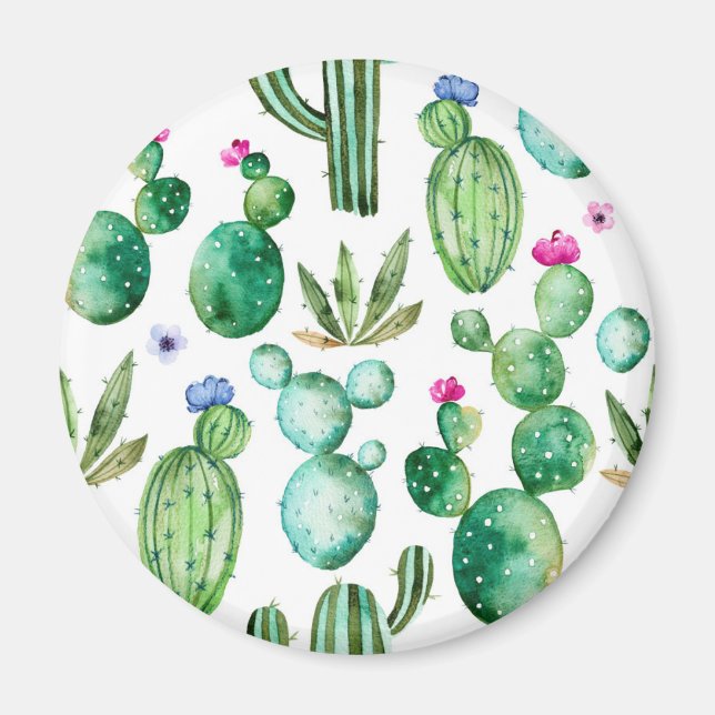 Aimant Motif Plante Cactus aquarelle (Devant)