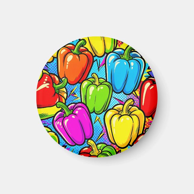 Aimant Motif poivrons Pop Art (Devant)