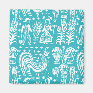 Aimant Motif Pyrex vintage - Papier Amish (Blanc)