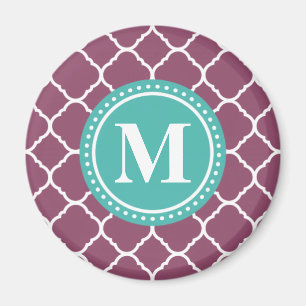 Aimant Motif Quatrefoil bleu Monogram Aqua