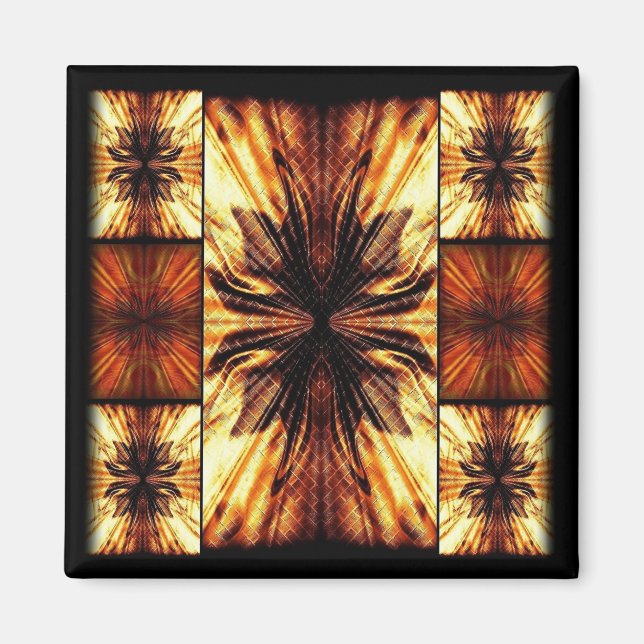 Aimant Motif Rétro Orange Et Brown (Devant)