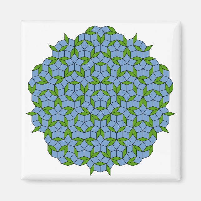 Aimant Motif Rhombus Penrose vert et bleu (Devant)