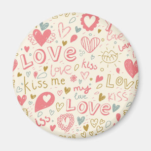 Aimant Motif romantique avec des coeurs et des lèvres