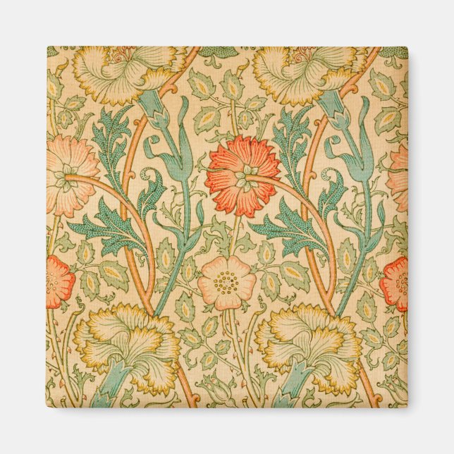 Aimant Motif rose et Rose (par William Morris) (Devant)