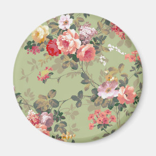 Aimant Motif rouge-rose élégant vintage de roses jaunes