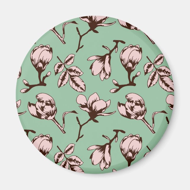 Aimant Motif sans couture avec bourgeons floraux des arbr (Devant)