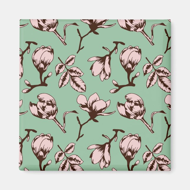 Aimant Motif sans couture avec bourgeons floraux des arbr (Devant)