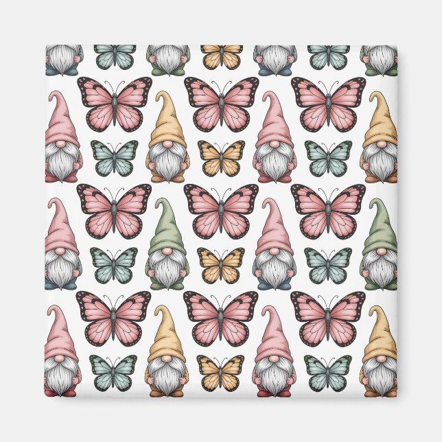 Aimant Motif sans couture avec des lutins et des papillon (Devant)