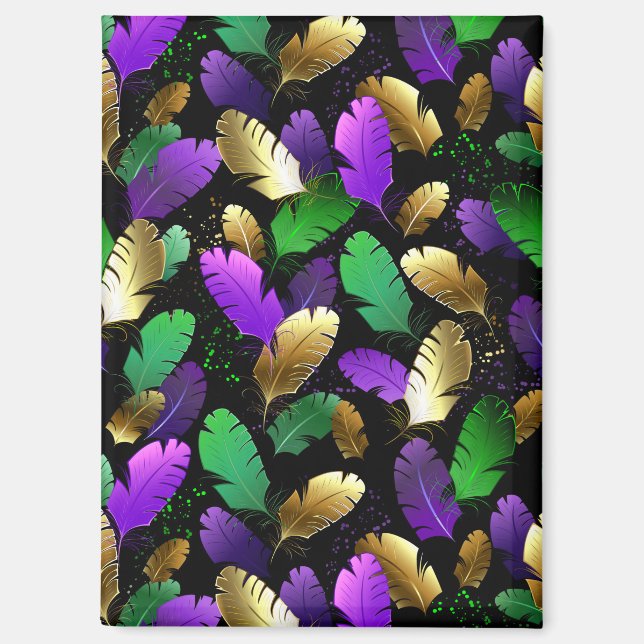 Aimant Motif sans couture avec des plumes de Mardi Gras (Recto)