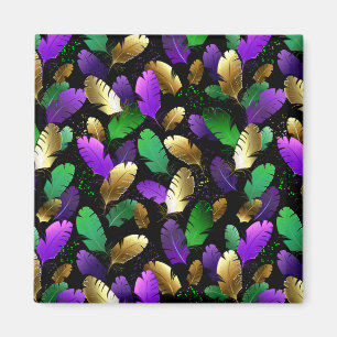 Aimant Motif sans couture avec des plumes de Mardi Gras