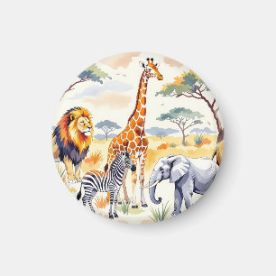 Aimant Motif sans couture d'animaux de safari Scène de sa