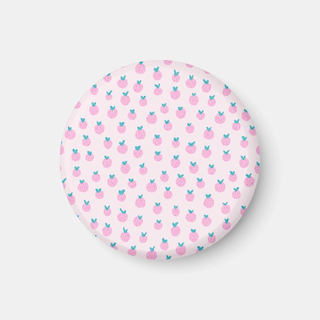 Aimant Motif sans couture de fraise – Rose pastel mignon  (Devant)