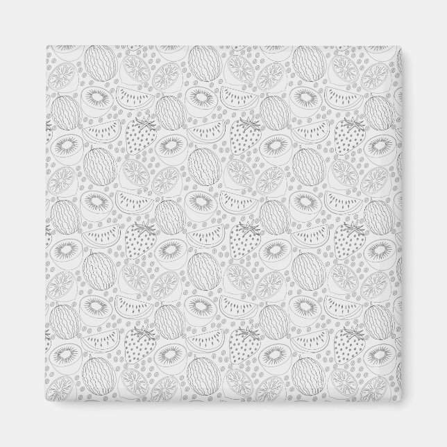 Aimant Motif sans couture de fruits tropicaux noir et bla (Devant)