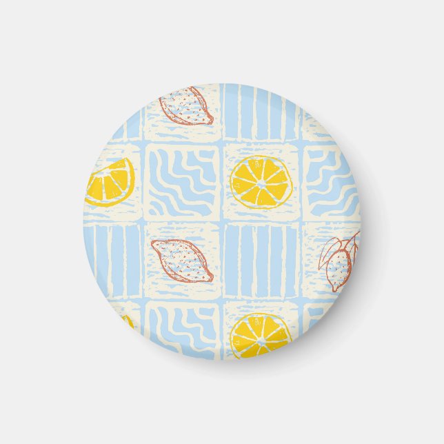 Aimant Motif sans couture de style amalfi avec des citron (Devant)
