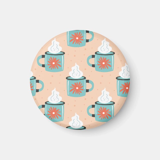 Aimant Motif sans couture de tasse bleu clair. (Devant)