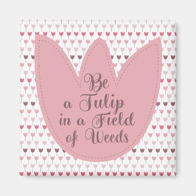 Aimant Motif simple de tulipe rose (Devant)