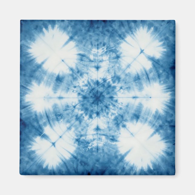 Aimant Motif Tie Dye Shibori Bleu Indigo (Devant)