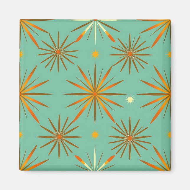 Aimant Motif Tourbillon Orange Sarcelle Rétro (Devant)