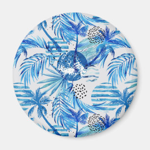 Aimant Motif tropical bleu lumineux d'aquarelle