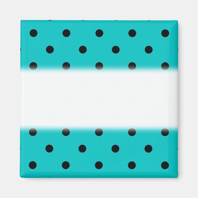 Aimant Motif turquoise et noir Polka Dot. (Devant)