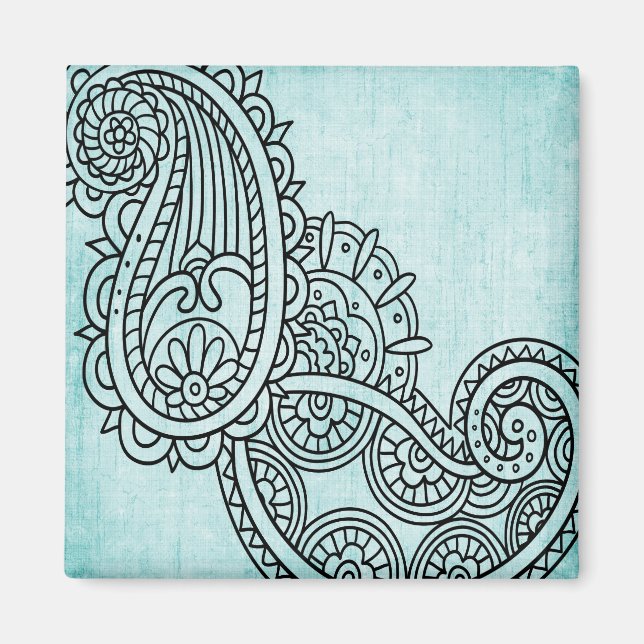 Aimant Motif Turquoise Mehndi (Devant)