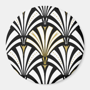 Aimant Motif ventilateur Art déco - noir et blanc