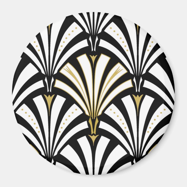 Aimant Motif ventilateur Art déco - noir et blanc (Devant)