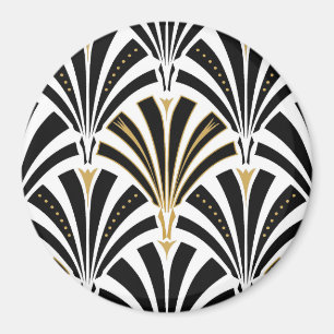 Aimant Motif ventilateur Art déco - noir et blanc