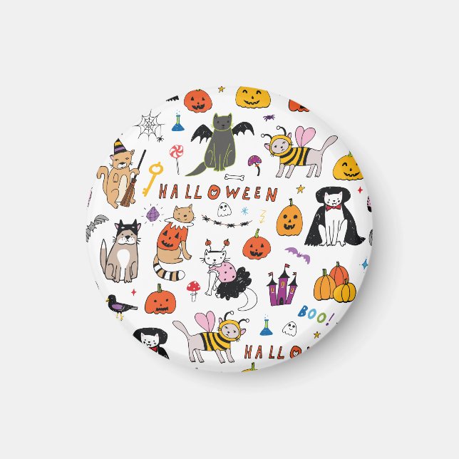 Aimant Motif Vintage Halloween Cats (Devant)