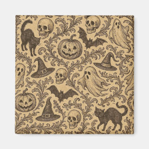 Aimant Motif vintage victorien d'Halloween avec des fantô