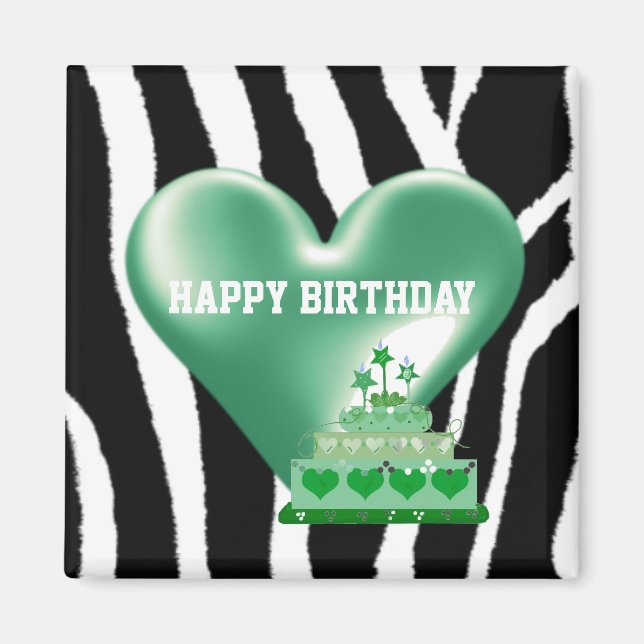 Aimant Motif zèbre avec gâteau d'anniversaire (Devant)