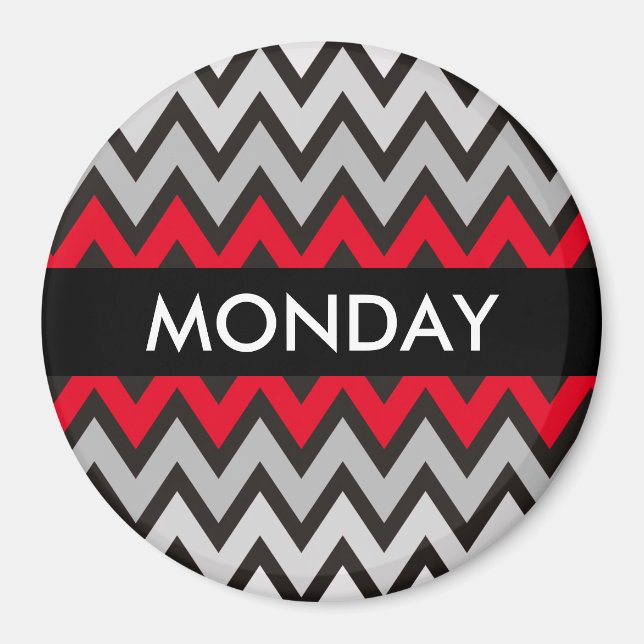 Aimant Motif ZIGZAG - noir blanc gris + votre idée (Devant)