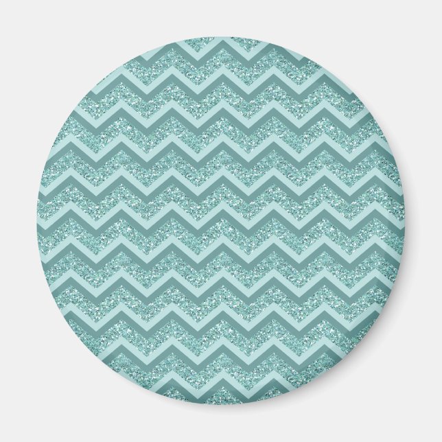 Aimant Motif ZigZag Parties scintillant Turquoise (Devant)